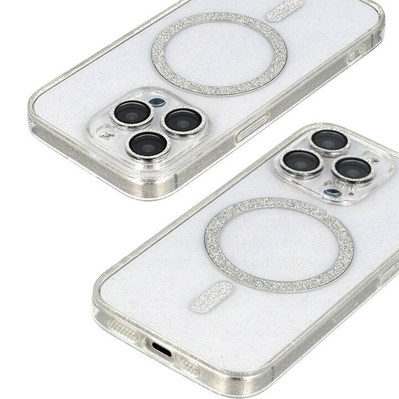 Case for iPhone 16 Pro, ERBORD Glitter MagSafe, transparent + Screen Glass