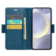 Case for Samsung Galaxy S24, ERBORD Glossy Litchi, wallet with flap, blue