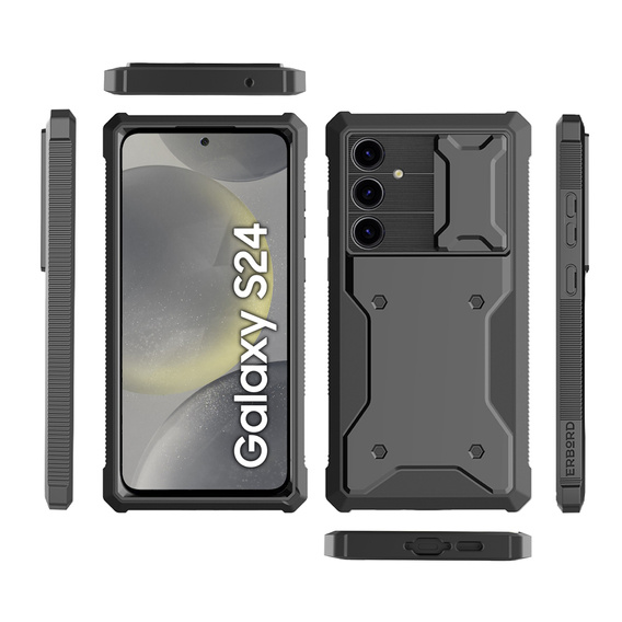 Case for Samsung Galaxy S24, ERBORD Rugged Case, black
