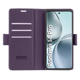 Etui do Realme 14 Pro 5G, ERBORD Glossy Litchi, portfel z klapką, fioletowe