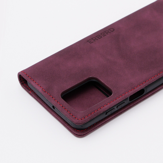 Etui do Motorola Moto G73, ERBORD Vintage portfel z klapką, czerwone