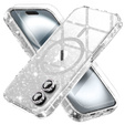 Case for iPhone 16, ERBORD Glitter MagSafe, transparent + Screen Glass