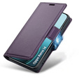 Etui do Oppo Reno 14, ERBORD Glossy Litchi, portfel z klapką, fioletowe