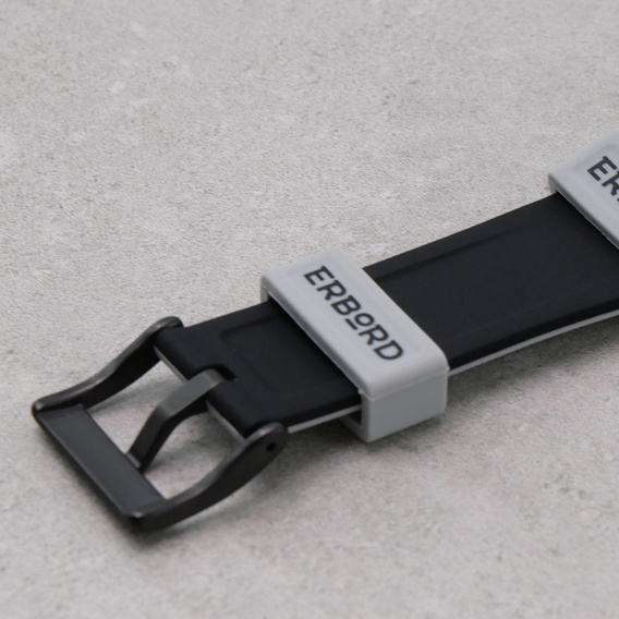 ERBORD Universal Silicone Strap 22mm, Dual Color, grey / black / black buckle