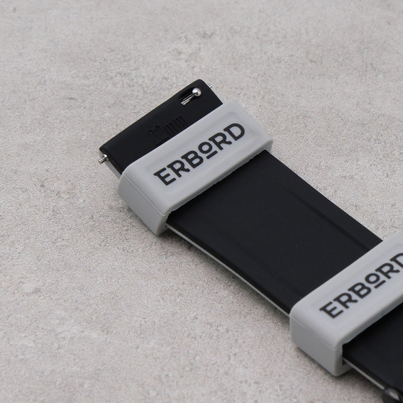 ERBORD Universal Silicone Strap 22mm, Dual Color, grey / black / black buckle
