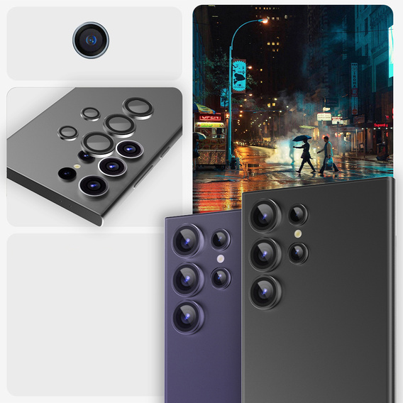 2x Szkło na aparat ERBORD OPTIK Pro do Samsung Galaxy S24 Ultra, czarne