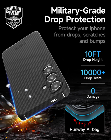 Case for Samsung Galaxy S24, ERBORD Full Kevlar, for MagSafe, black