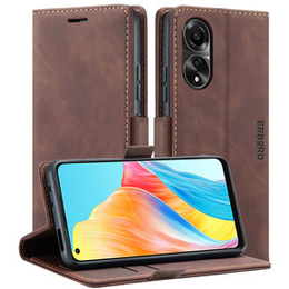 Case for Oppo A78 4G, ERBORD Vintage, wallet with flap, coffee