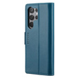 Case for Samsung Galaxy S24 Ultra, ERBORD Glossy Litchi, wallet with flap, blue