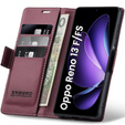 Case for Oppo Reno 13F / Oppo Reno 13FS, ERBORD Glossy Litchi, wallet with flap, red