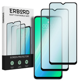 2x Tempered Glass for Realme C33, ERBORD 3D full display