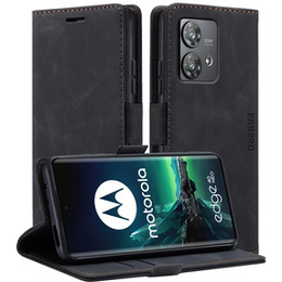 Etui do Motorola Edge 40 Neo, ERBORD Vintage portfel z klapką, czarne