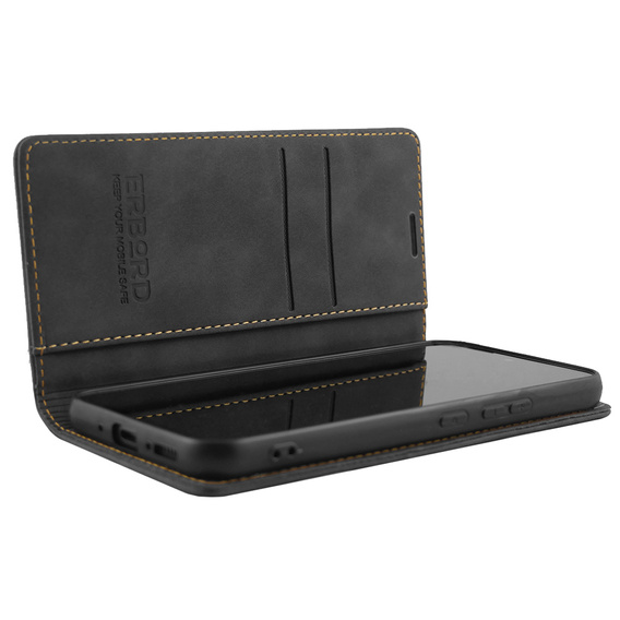 Case for Samsung Galaxy A54, ERBORD Vintage, wallet with flap, black