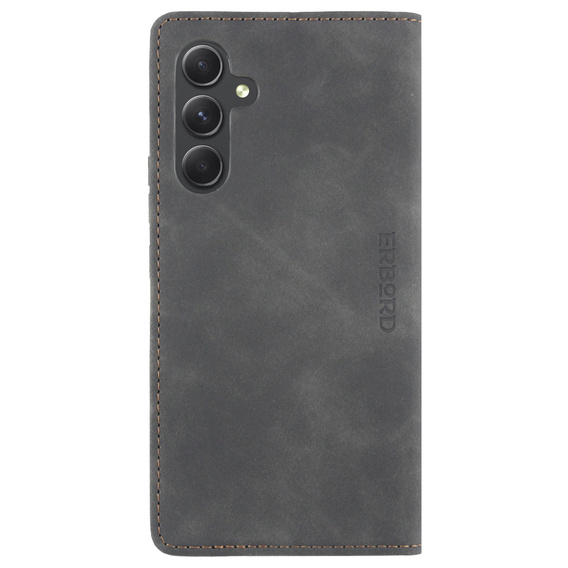 Case for Samsung Galaxy A54, ERBORD Vintage, wallet with flap, black