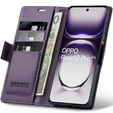 Etui do Oppo Reno 12 Pro, ERBORD Glossy Litchi, portfel z klapką, fioletowe