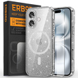 Etui do iPhone 16, ERBORD Glitter MagSafe, przezroczyste + Szkło na ekran