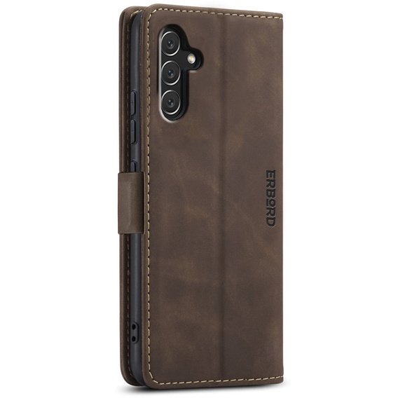 Etui do Samsung Galaxy A14 4G/5G, ERBORD Vintage portfel z klapką, kawowe