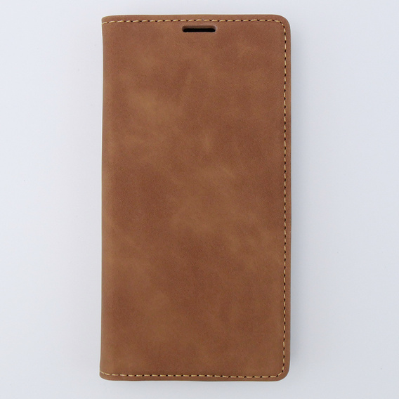 Etui do iPhone 15, ERBORD Vintage portfel z klapką, brązowe