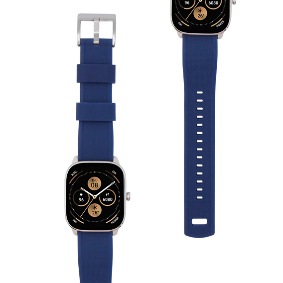 Pasek Silikonowy ERBORD Uniwersalny 20mm, Dual Color, niebieski / srebrna klamra