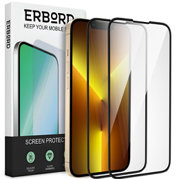 2x Szkło Hartowane do iPhone 13 Pro Max, ERBORD 3D pełne, szybka na cały ekran