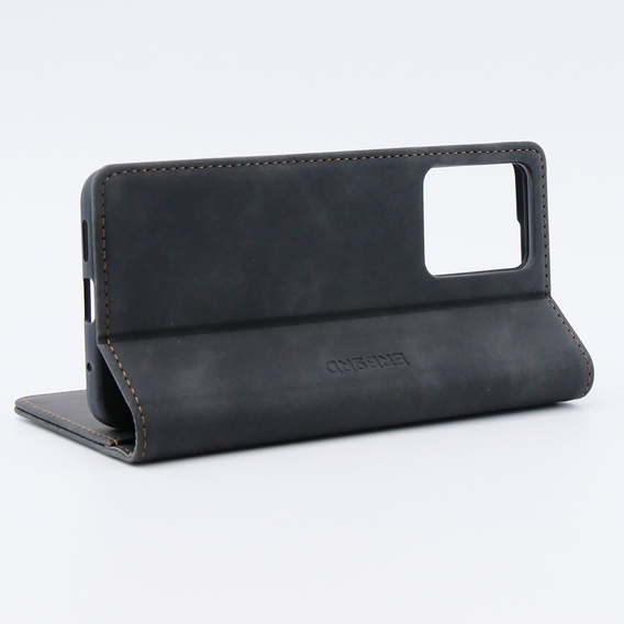 Case for Xiaomi Redmi Note 12 4G, ERBORD Vintage, wallet with flap, black