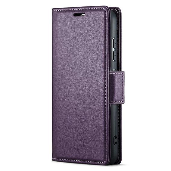 Case for Samsung Galaxy S25 Ultra, ERBORD Glossy Litchi, wallet with flap, purple