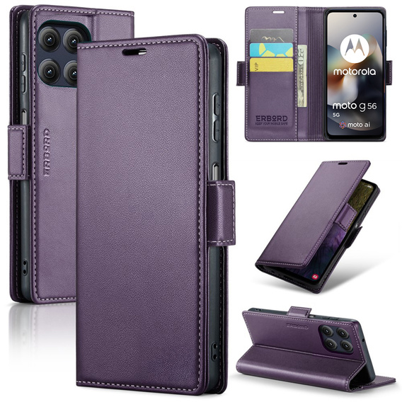 ERBORD Glossy Litchi wallet with flap for Motorola Moto G56 5G