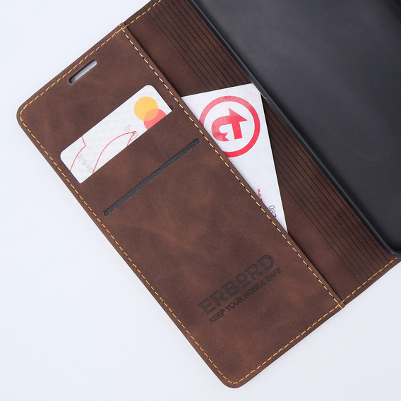 Etui do Motorola Moto G53, ERBORD Vintage portfel z klapką, kawowe