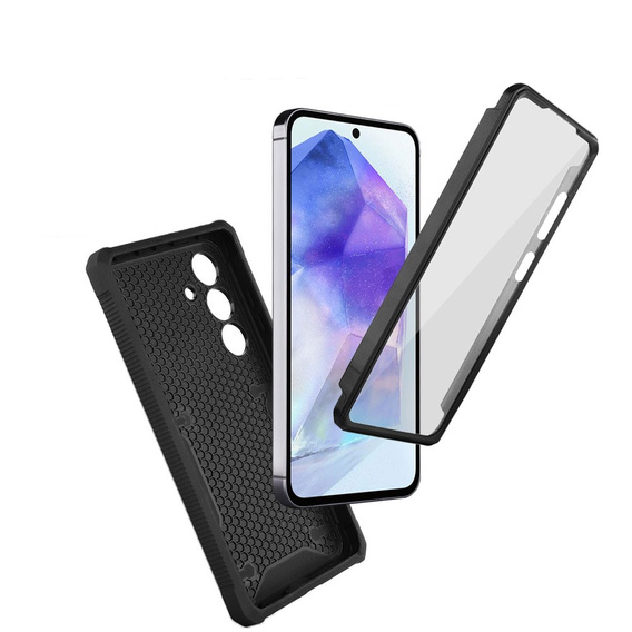 Case for Samsung Galaxy A55, ERBORD Rugged Case, black (Two frames)
