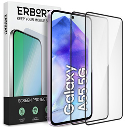 2x Szkło Hartowane do Samsung Galaxy A55 5G, ERBORD 3D pełne, szybka na cały ekran