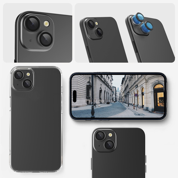 2x ERBORD OPTIK Pro Camera Tempered Glass for iPhone 15/15 Plus/14/14 Plus, black