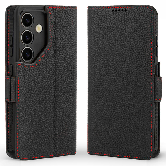 Leather case for Samsung Galaxy S24, ERBORD LeatherWallet, black