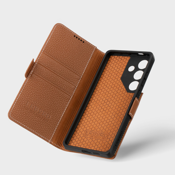 Leather case for Samsung Galaxy S24, ERBORD LeatherWallet, brown
