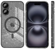 Case for iPhone 16, ERBORD Glitter MagSafe, black + Screen Glass
