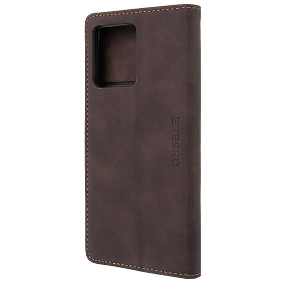 Case for Motorola Edge 40 Neo, ERBORD Vintage, wallet with flap, coffee