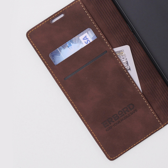 Etui do Oppo A78 4G, ERBORD Vintage portfel z klapką, kawowe