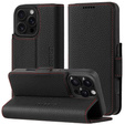 Case for iPhone 16 Pro Max, ERBORD Vintage, wallet with flap, black