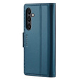 Case for Samsung Galaxy A55, ERBORD Glossy Litchi, wallet with flap, blue