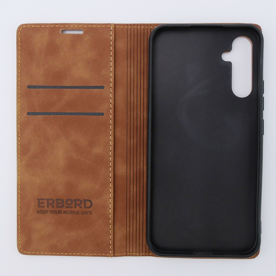 Case for Samsung Galaxy A34 5G, ERBORD Vintage, wallet with flap, brown