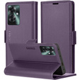 Case for Oppo Reno 11F, ERBORD Glossy Litchi, wallet with flap, purple