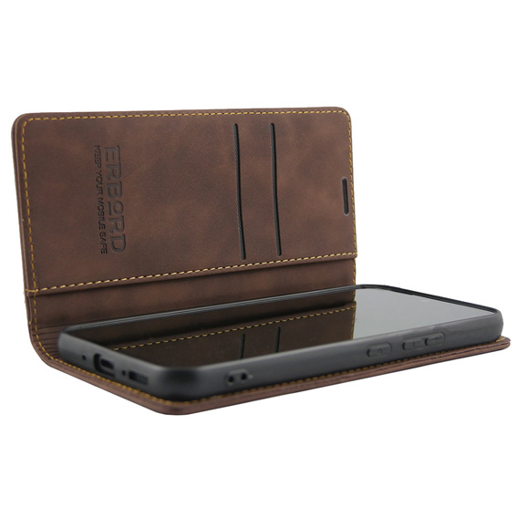 Case for Samsung Galaxy A54, ERBORD Vintage, wallet with flap, coffee