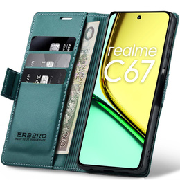 Etui do Realme C67 4G, ERBORD Glossy Litchi, portfel z klapką, zielone