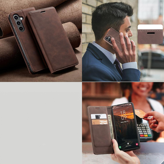 Case for Samsung Galaxy A16, ERBORD Vintage, wallet with flap, coffee