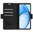 Case for Oppo A60, ERBORD Glossy Litchi, wallet with flap, black