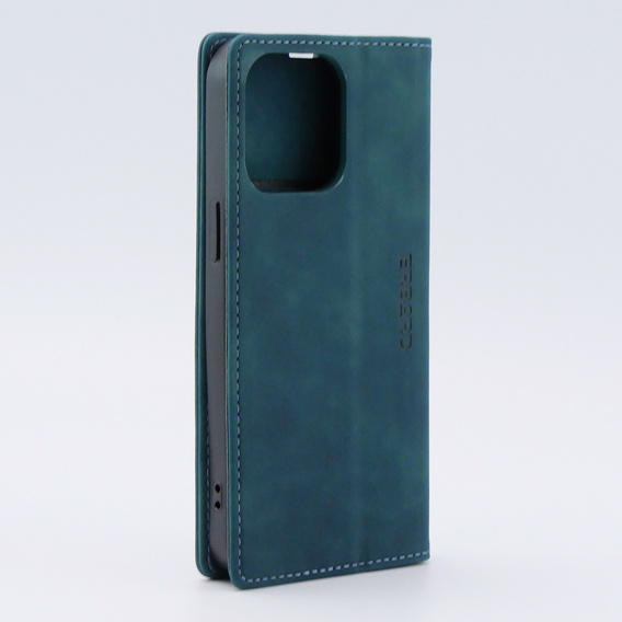 Case for iPhone 15 Pro, ERBORD Vintage, wallet with flap, blue