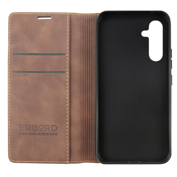 Etui do Samsung Galaxy A54, ERBORD Vintage portfel z klapką, kawowe