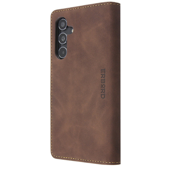 Case for Samsung Galaxy A54, ERBORD Vintage, wallet with flap, coffee