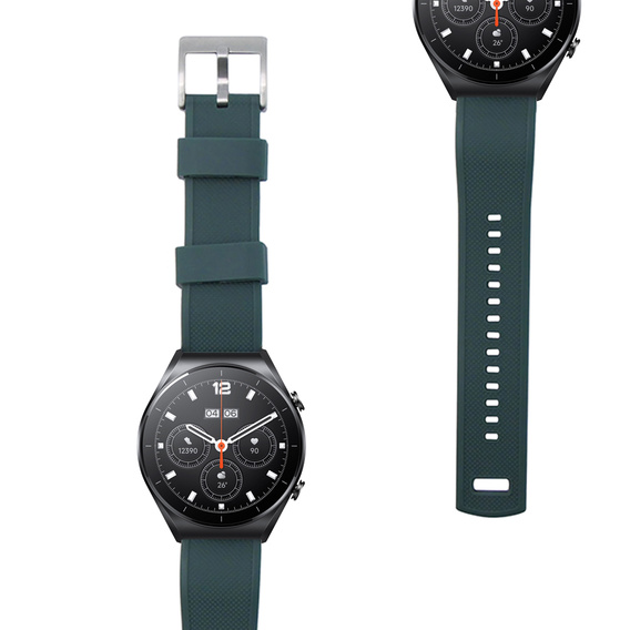 Pasek Silikonowy ERBORD Uniwersalny 22mm, Dual Color, Zielony / czarny / srebrna klamra