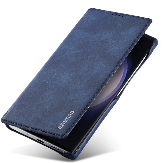 Etui z klapką do Samsung Galaxy S23 Ultra, ERBORD Retro, niebieskie