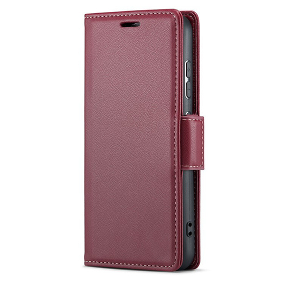 Case for Oppo A18 4G / A38 4G, ERBORD Glossy Litchi, wallet with flap, red